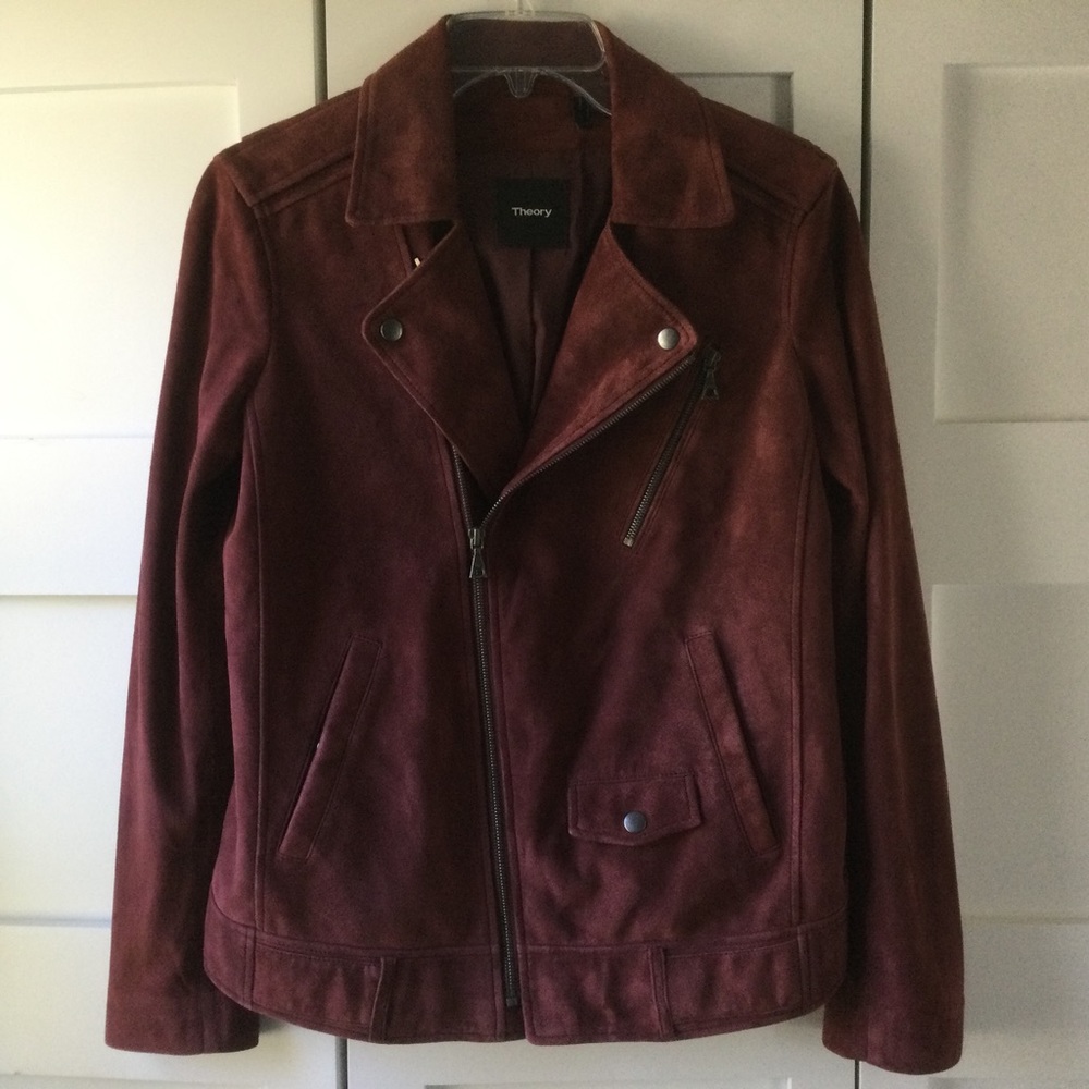Theory Lamb Suede Biker Jacket